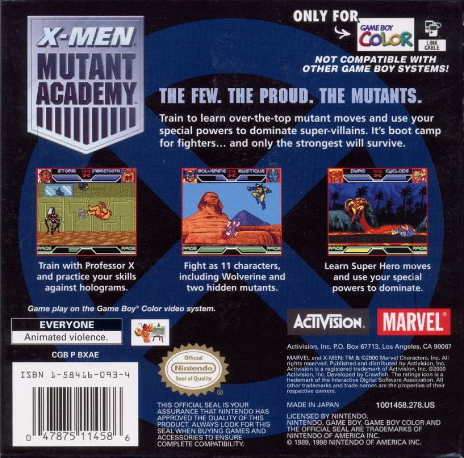 X-Men Mutant Academy — Game Boy Color (GBC)