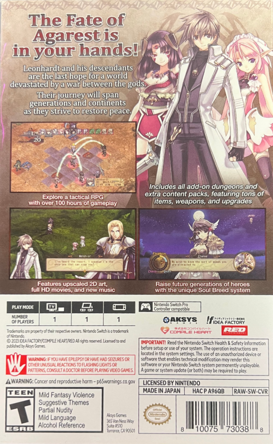 Record of Agarest War [15th Anniversary Limited Edition] – Nintendo Switch (NS)