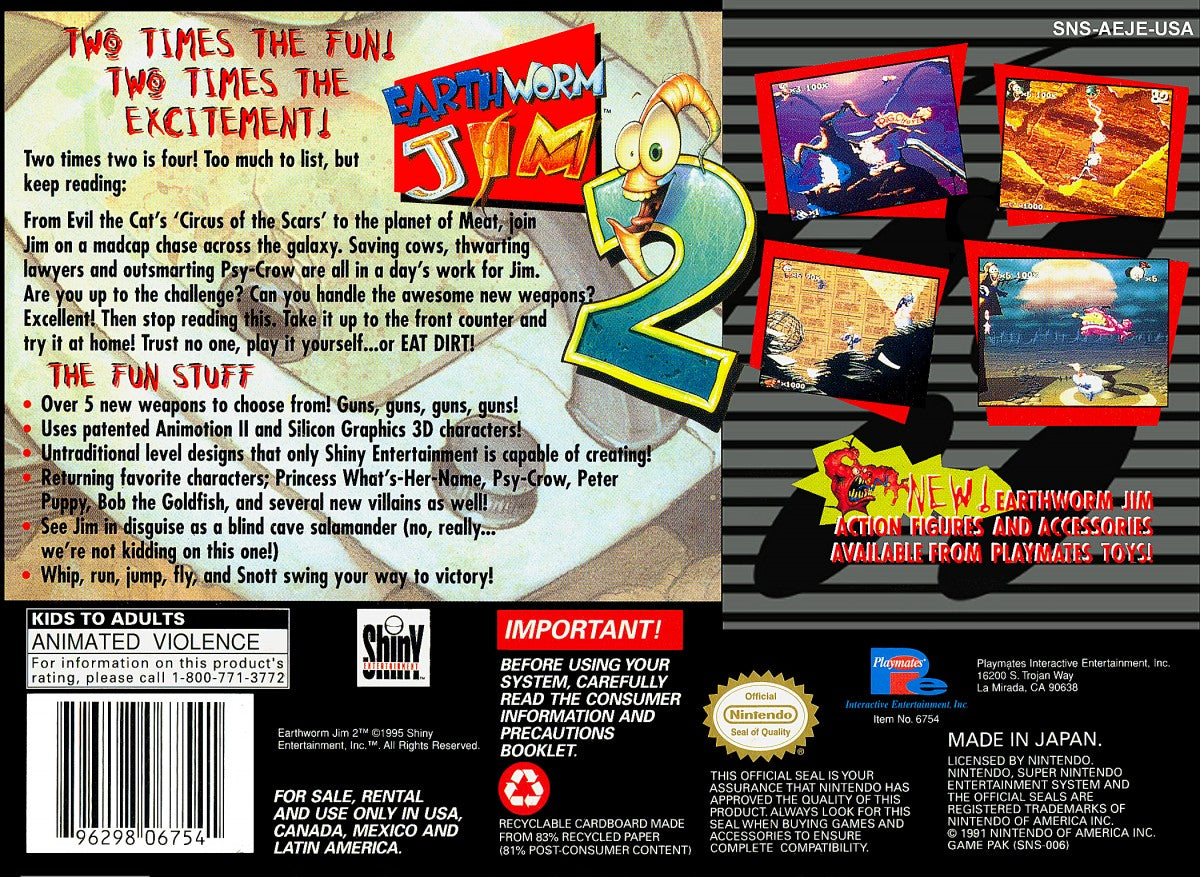 Earthworm Jim 2 – Super Nintendo Entertainment System (SNES)
