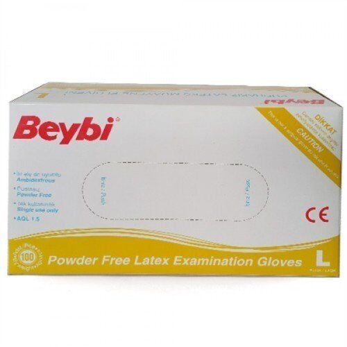 Beybi Latex Examination Gloves Powder-Free Large 100 Count