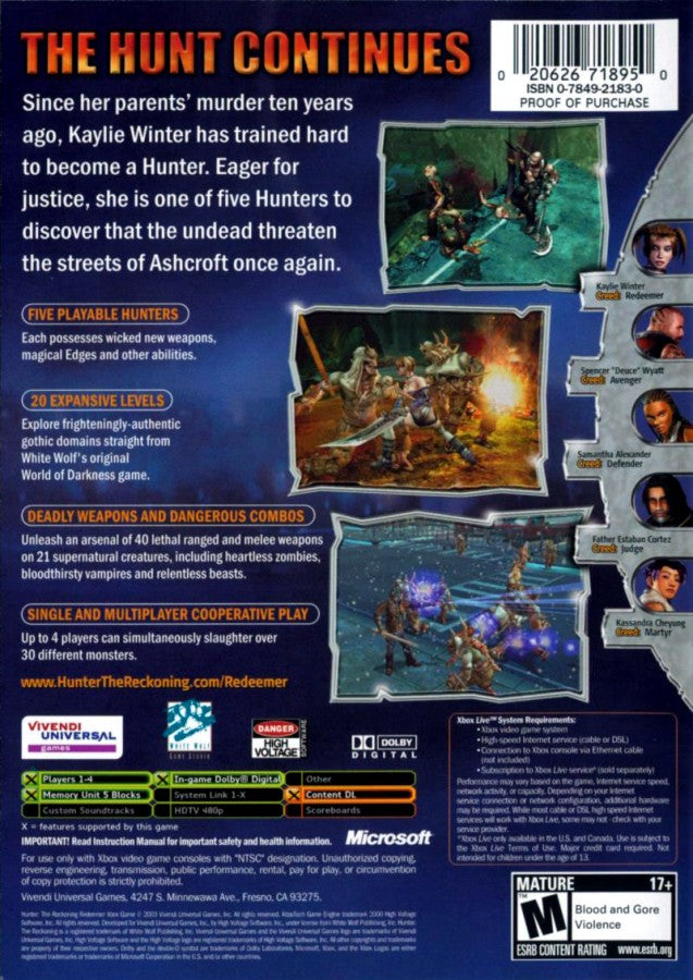 Hunter: The Reckoning: Redeemer – Xbox (XBOX)