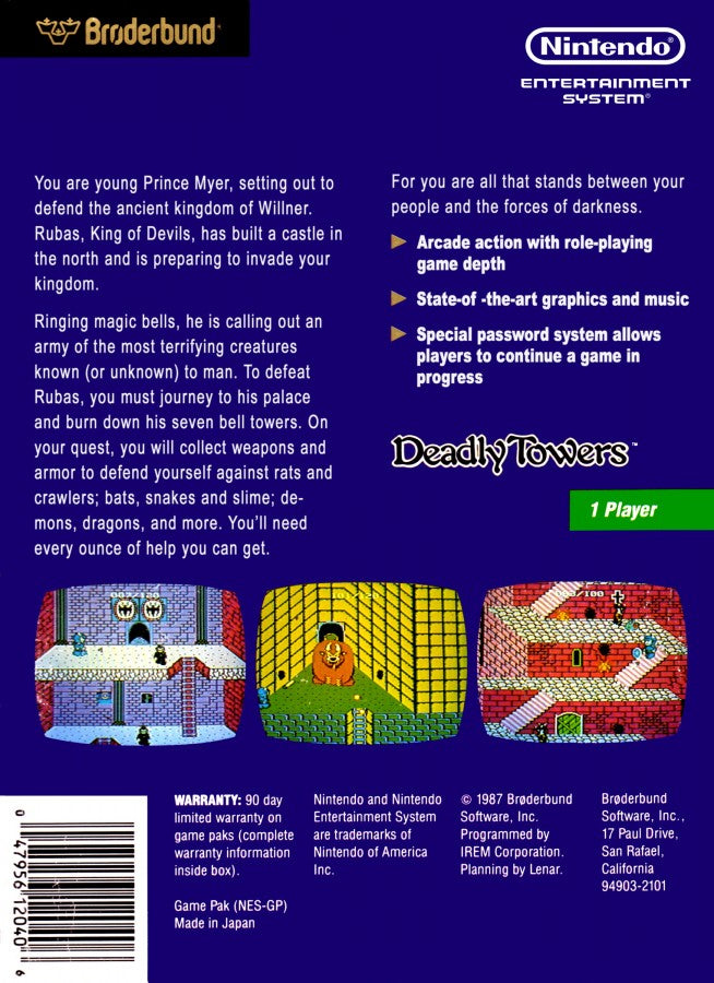 Deadly Towers – Nintendo Entertainment System (NES)