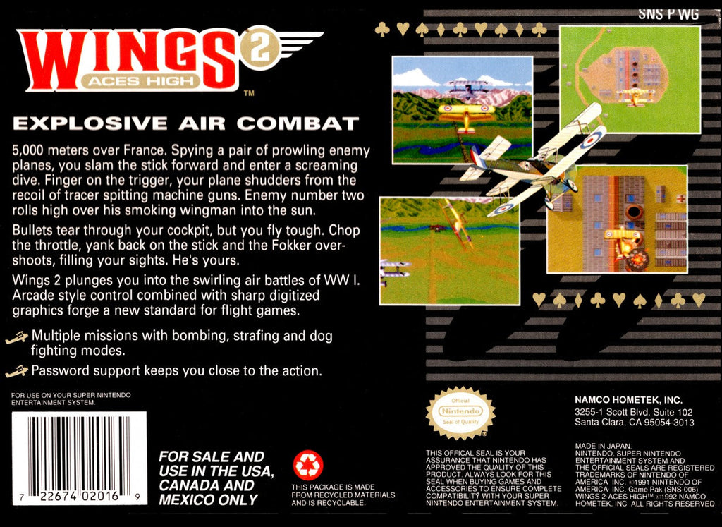 Wings 2 Aces High – Super Nintendo Entertainment System (SNES)
