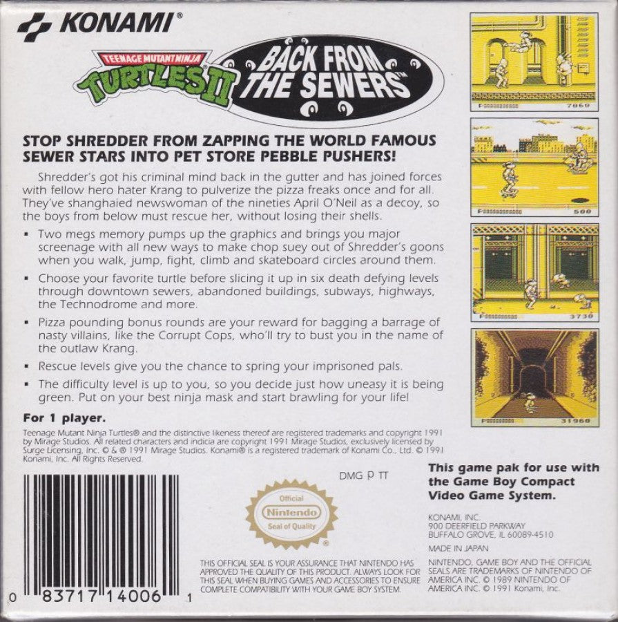Teenage Mutant Ninja Turtles II: Back from the Sewers – Game Boy (GB)