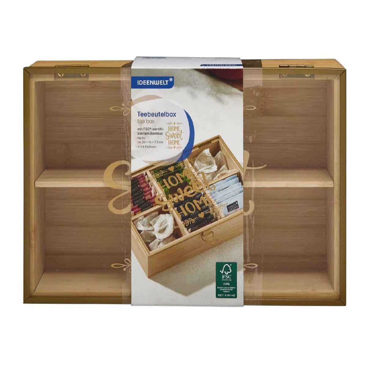 Ideenwelt Home Sweet Home Wooden Tea Box Organizer 1 pc