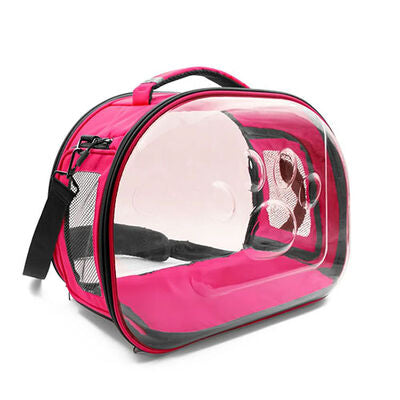 Cattie Pink Transparent Panoramic Pet Carrier Bag 30x40x35 cm
