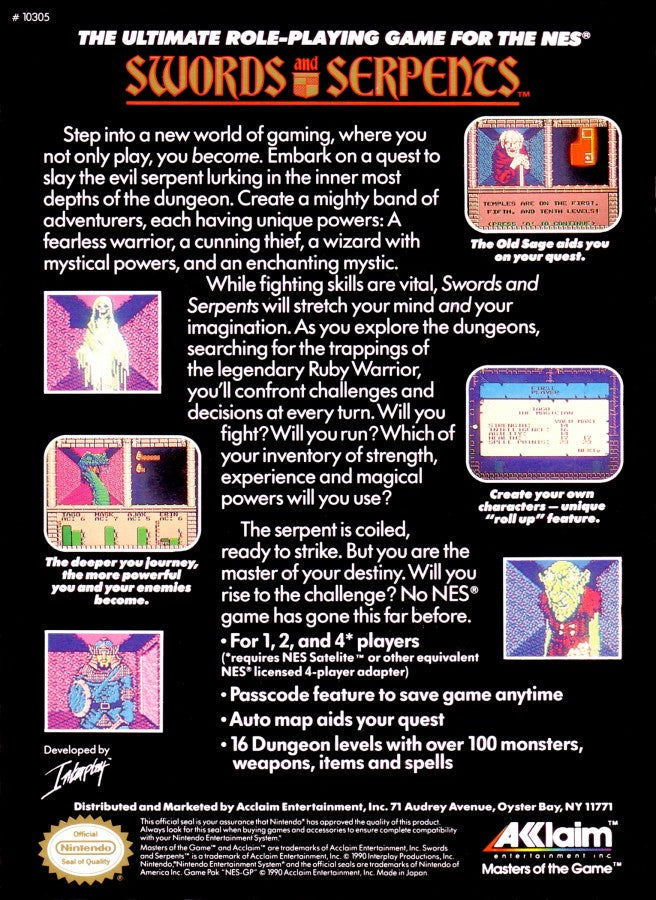 Swords and Serpents [CIB] – Nintendo Entertainment System (NES)