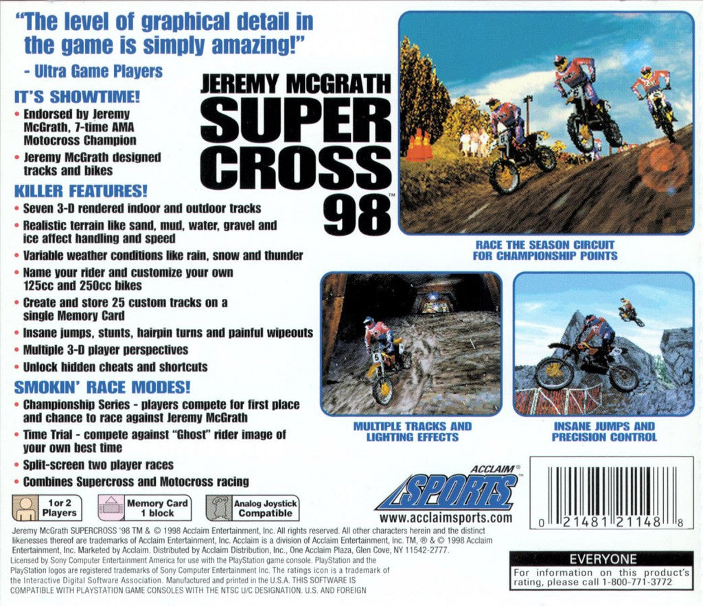 Jeremy McGrath Supercross 98 [Greatest Hits] – PlayStation 1 (PS1)