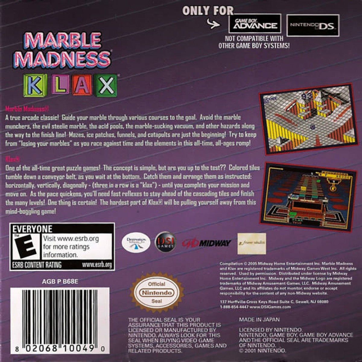 Marble Madness / Klax [Sealed] – Game Boy Advance (GBA)