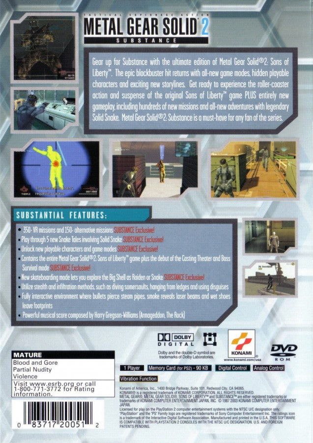 Metal Gear Solid 2 Substance – PlayStation 2 (PS2)