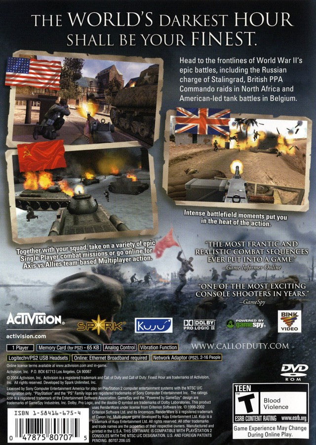 Call of Duty: Finest Hour [Greatest Hits] – PlayStation 2 (PS2)