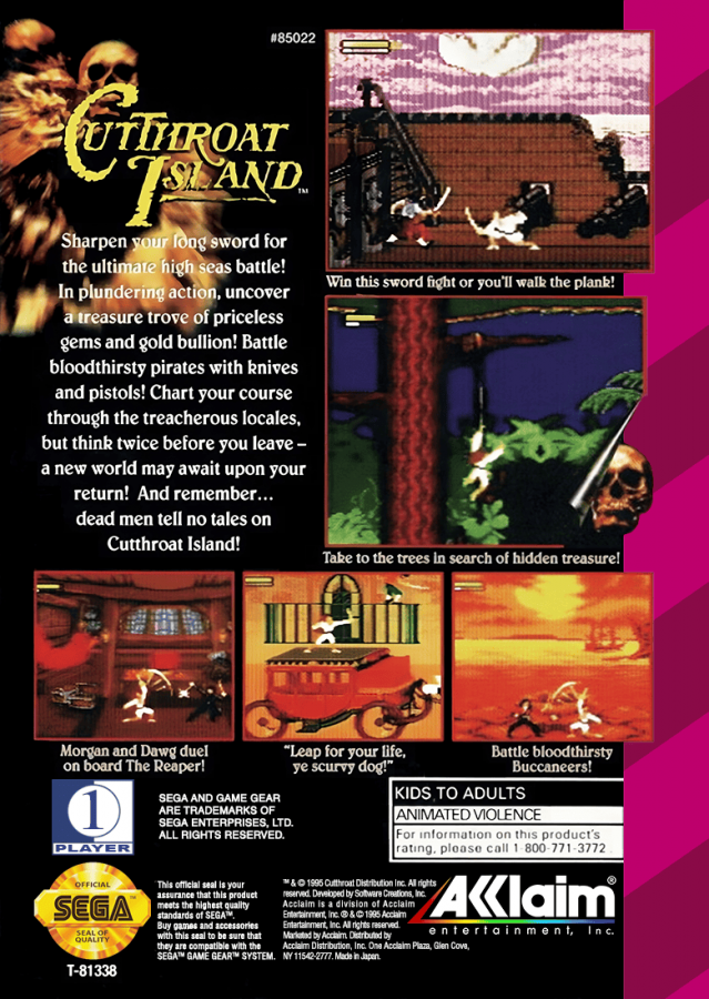 Cutthroat Island – Sega Game Gear (GG)