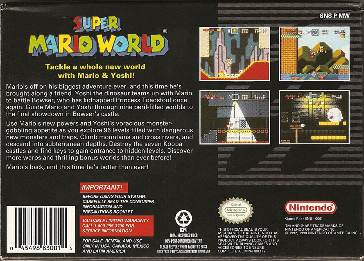 Super Mario World [Player's Choice] – Super Nintendo Entertainment System (SNES)