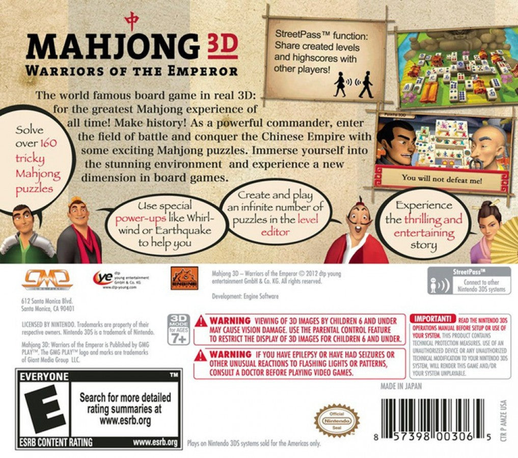 Mahjong 3D: Warriors of the Emperor – Nintendo 3DS (3DS)
