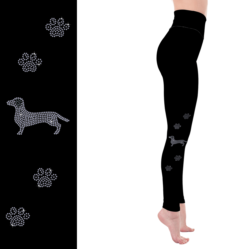 Dachshund Sparkle Leggings Rhinestone Glam for Dog Lovers with Pockets