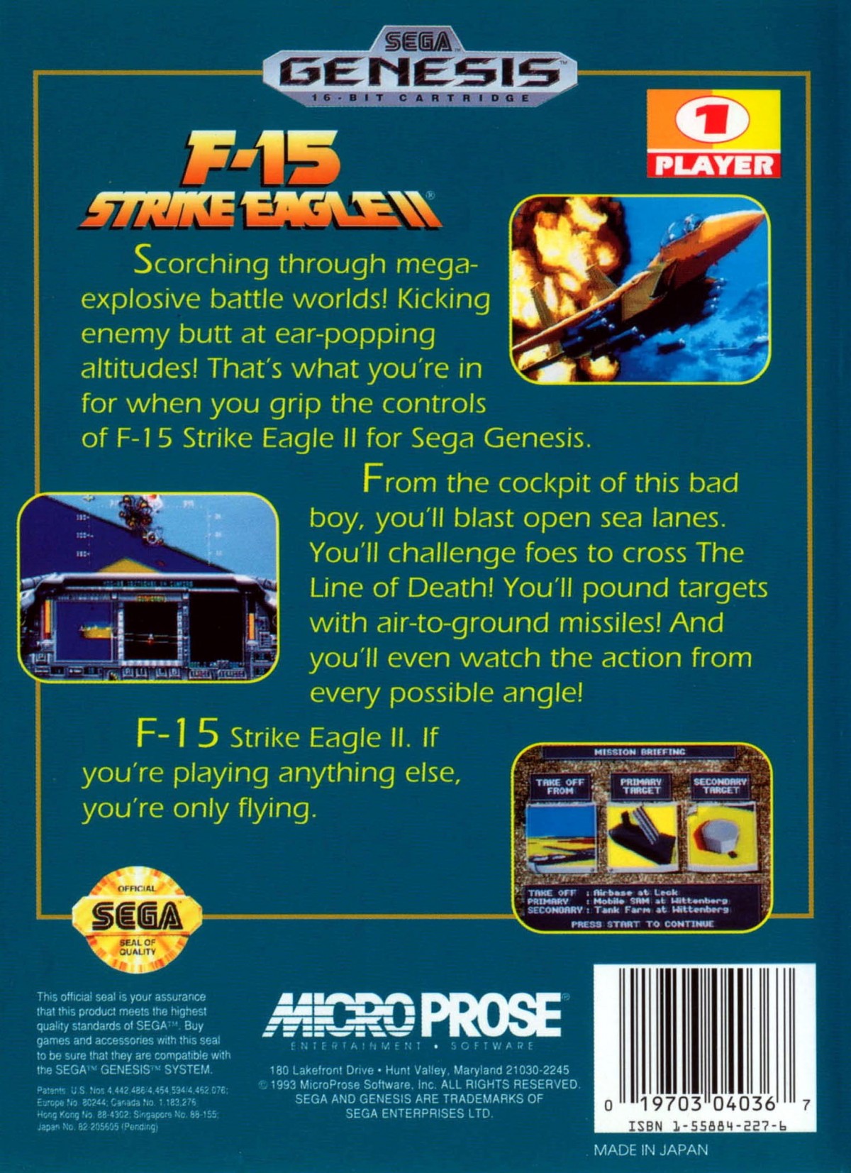 F-15 Strike Eagle II  – Sega Genesis (GEN)