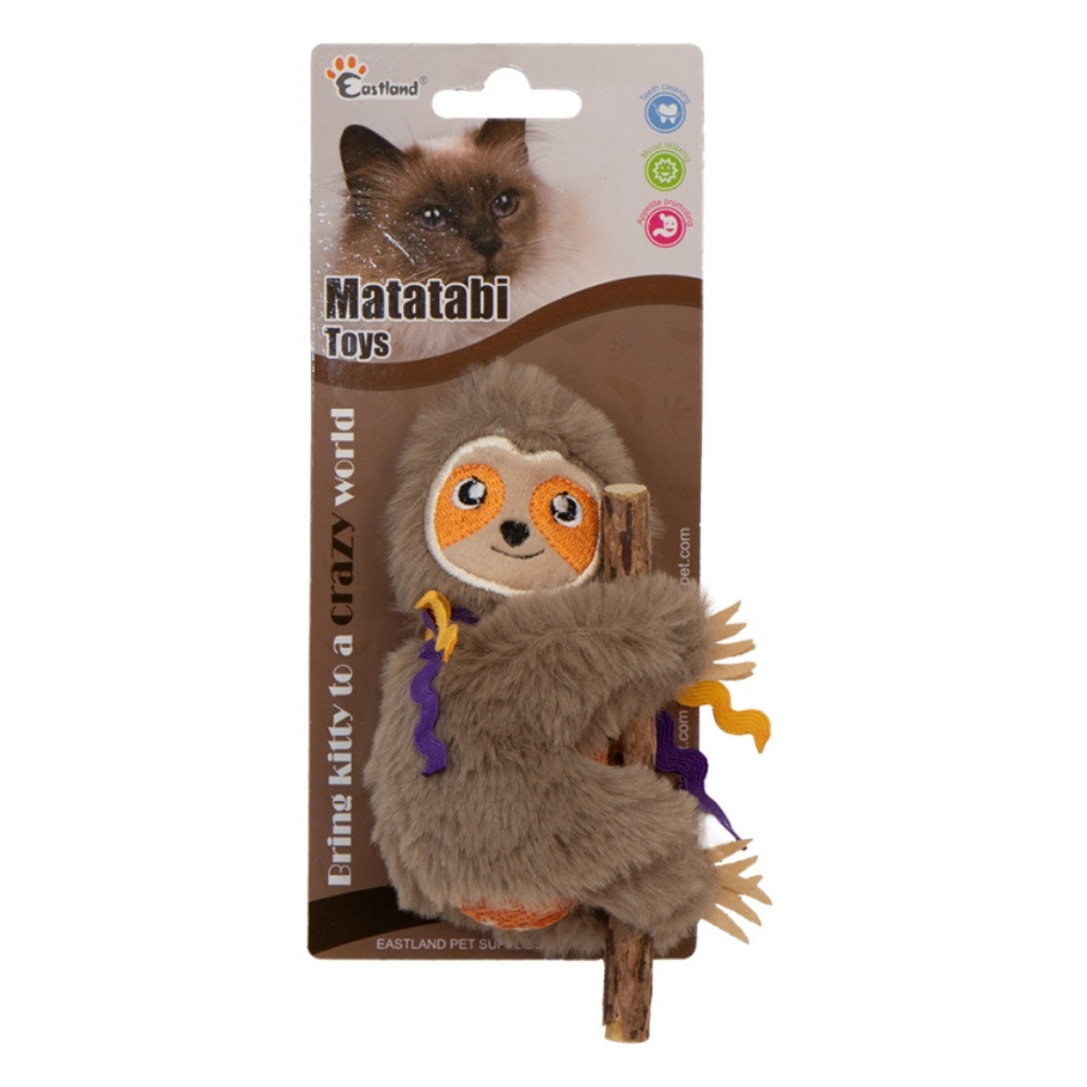 Eastland Catnip Plush Sloth Toy for Interactive Play 8.5 cm