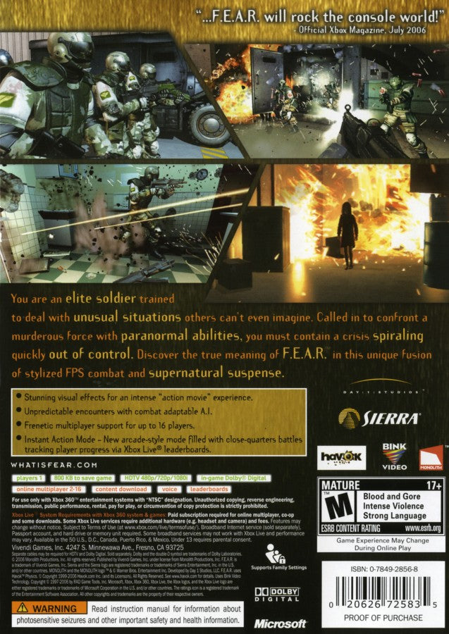 F.E.A.R. – Xbox 360 (X360)