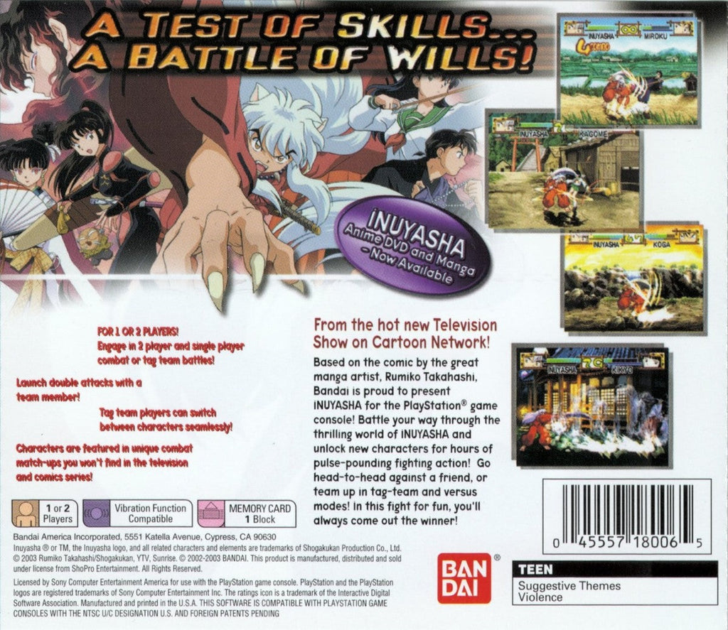 Inuyasha: A Feudal Fairy Tale – PlayStation 1 (PS1)