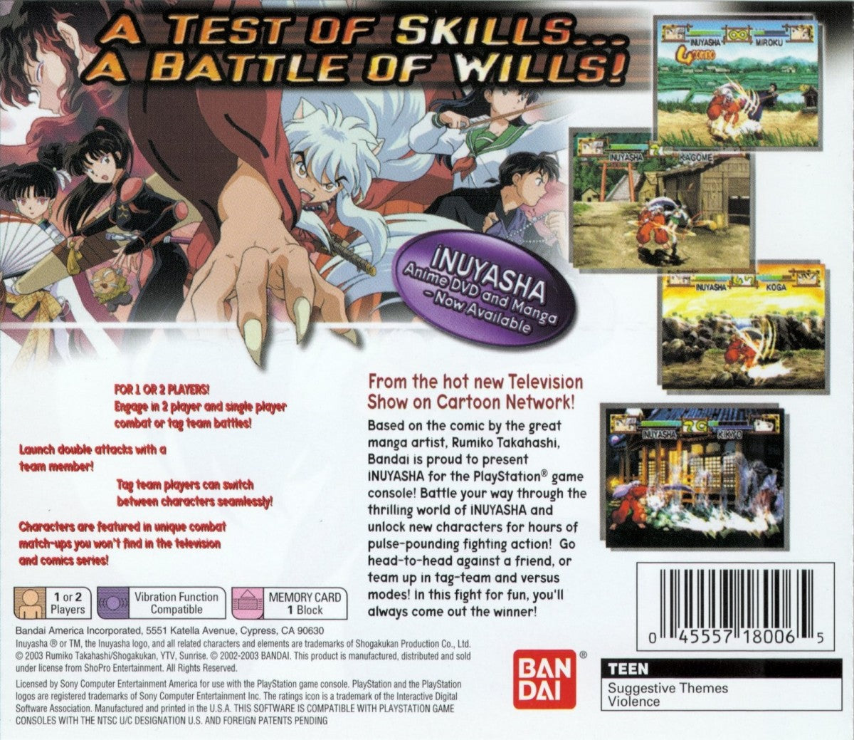 Inuyasha: A Feudal Fairy Tale – PlayStation 1 (PS1)