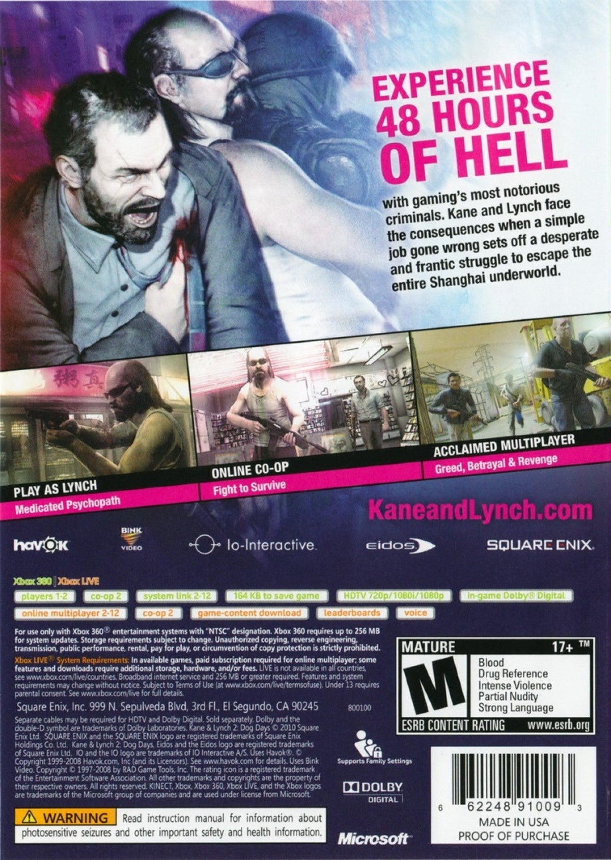 Kane & Lynch 2: Dog Days – Xbox 360 (X360)