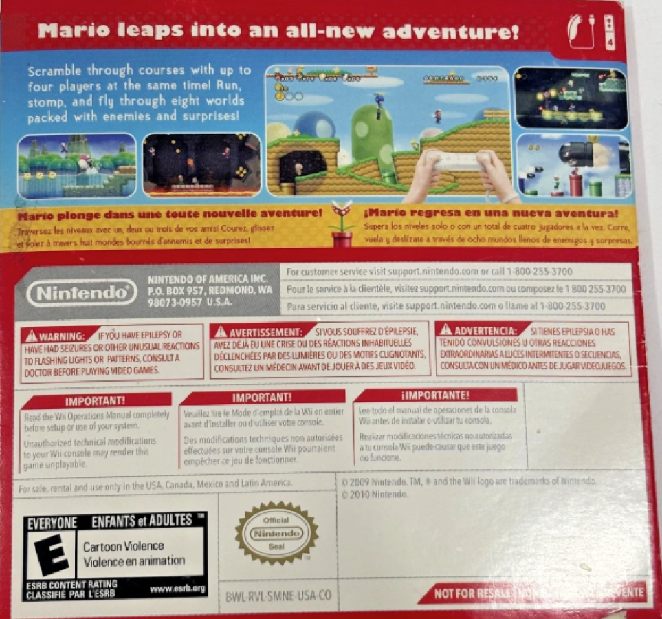 New Super Mario Bros [Not for Resale Sleeve] – Nintendo Wii (Wii)