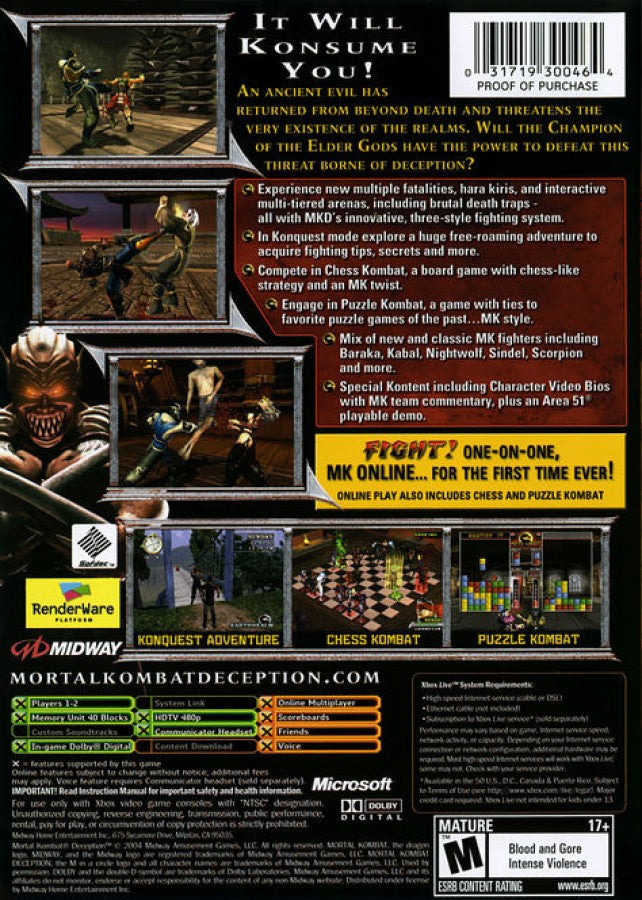 Mortal Kombat: Deception [Kollector's Edition: Mileena Version] – Xbox (XBOX)