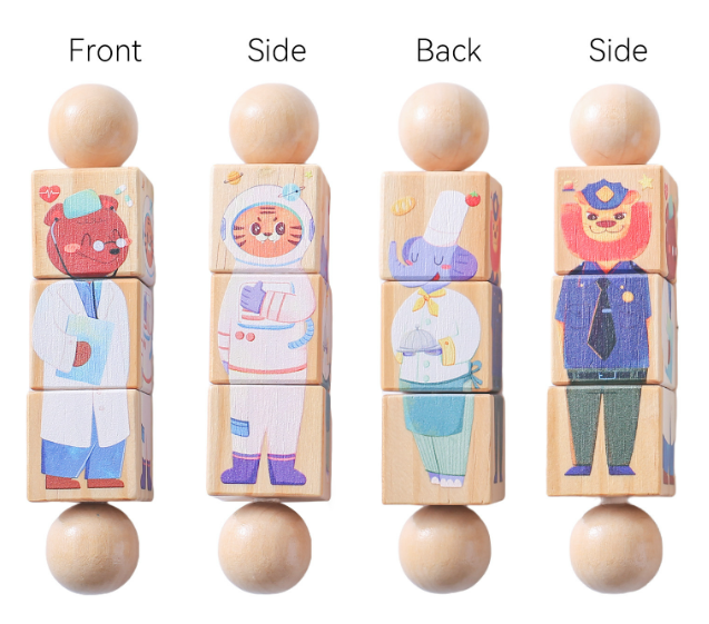 Kids Handbell Wooden Animal Puzzle – Rotating Block Toy for Toddlers