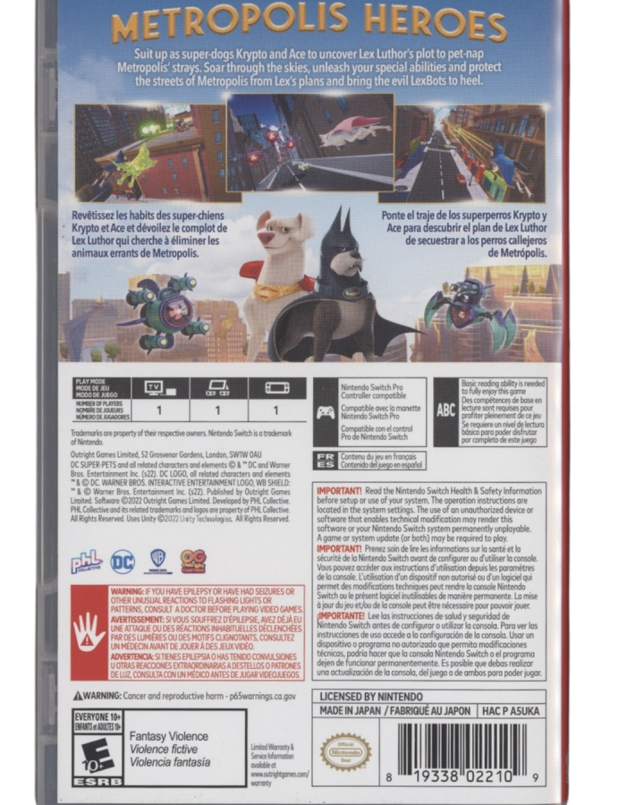 DC League of Super-Pets: Adventures of Krypto and Ace, The — Nintendo Switch (NS)