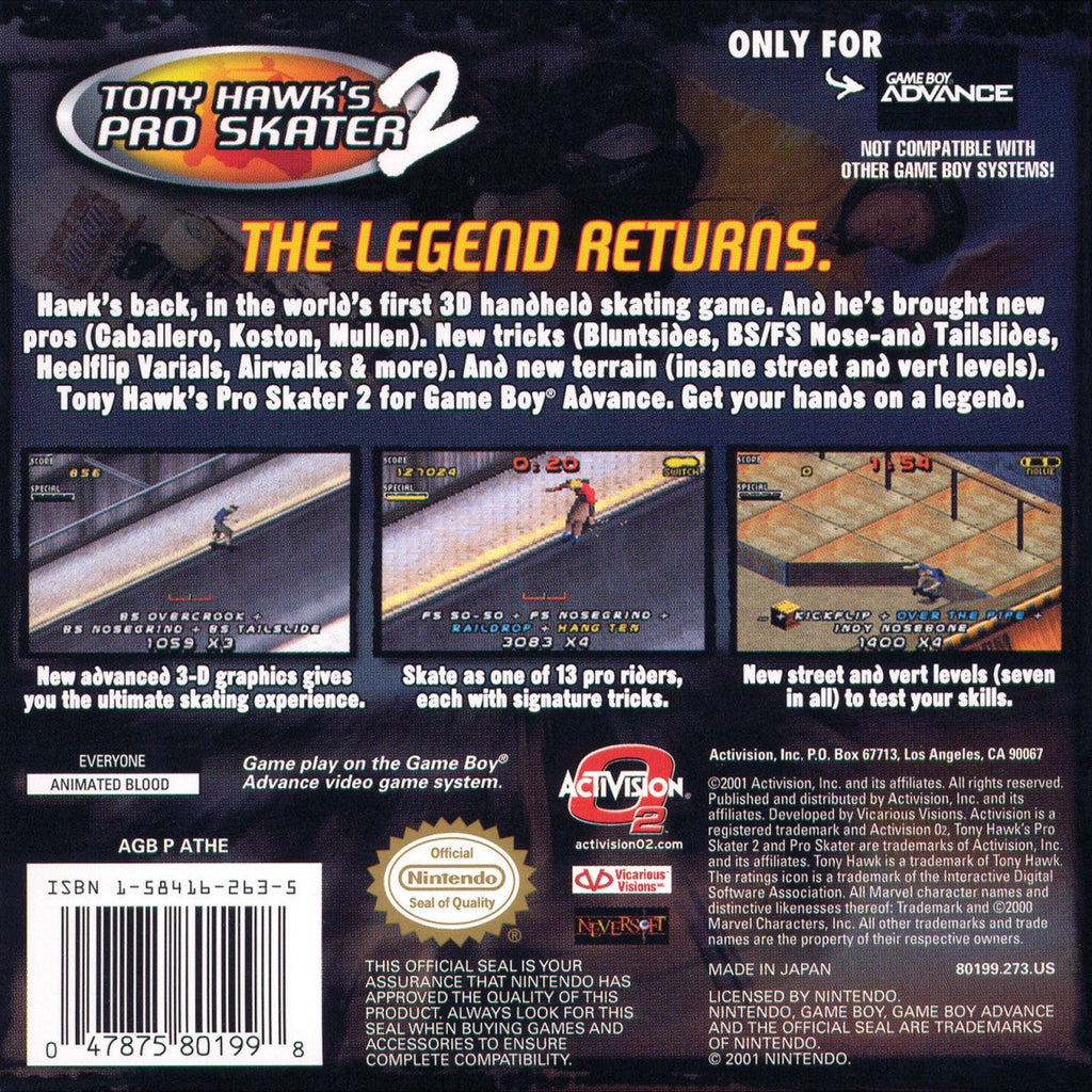 Tony Hawk's Pro Skater 2 – Game Boy Advance (GBA)