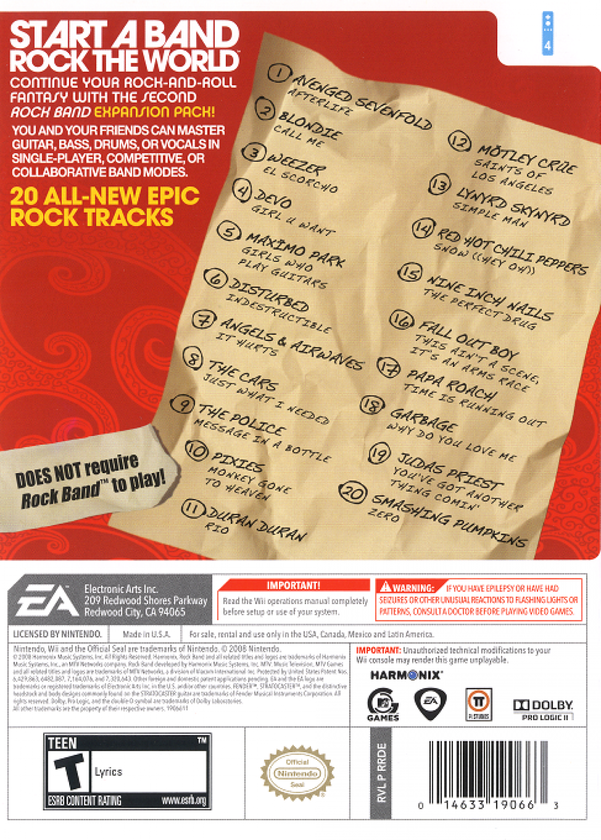 Rock Band Track Pack: Volume 2 – Nintendo Wii (Wii)