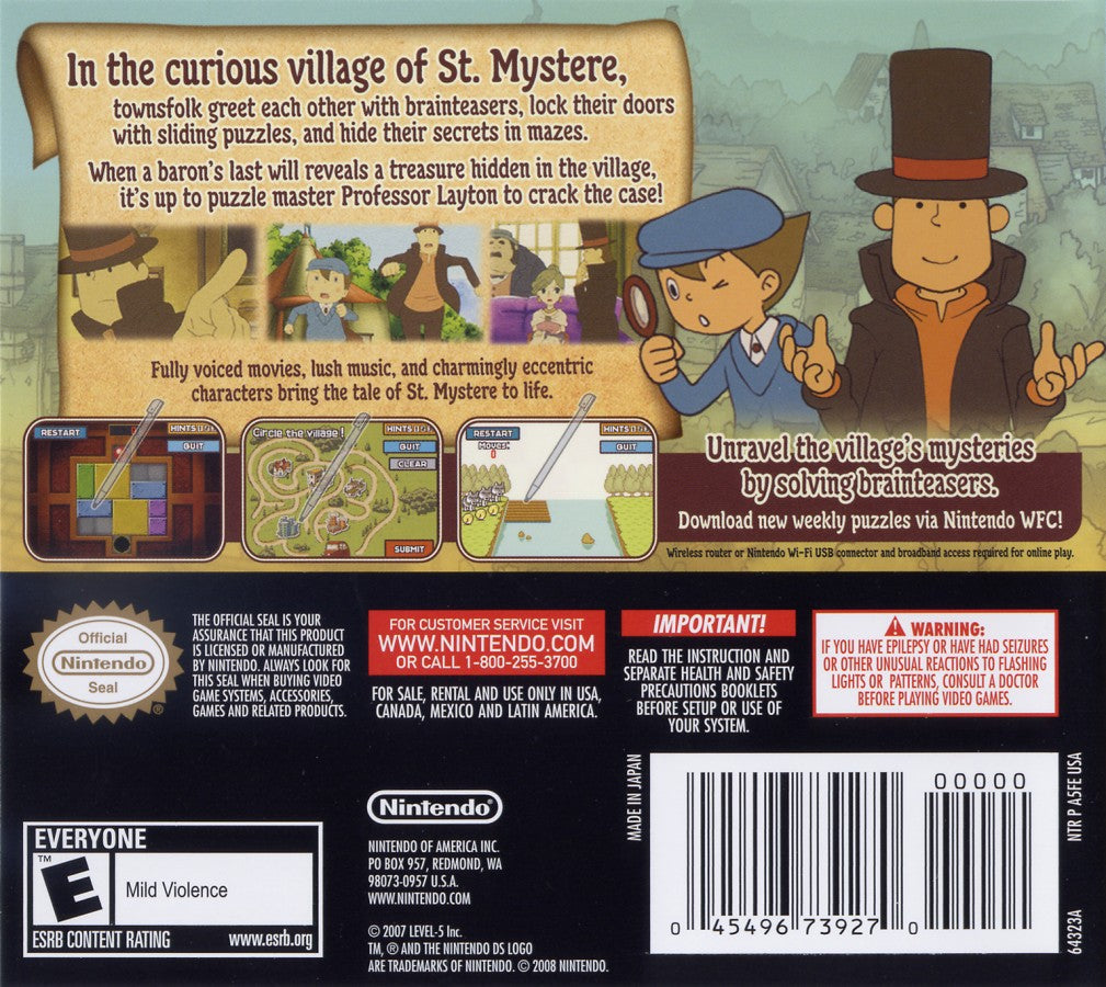 Professor Layton and the Curious Village  – Nintendo DS (DS)