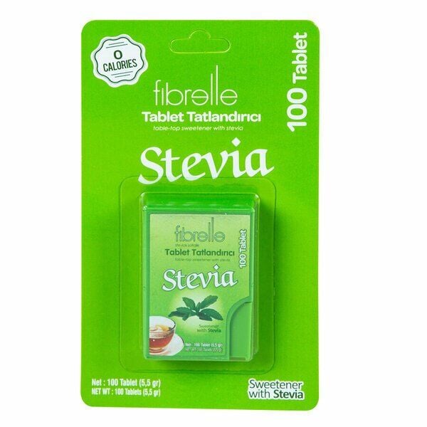 Fibrelle Stevia Sweetener Tablets for Hot Drinks 100 Count