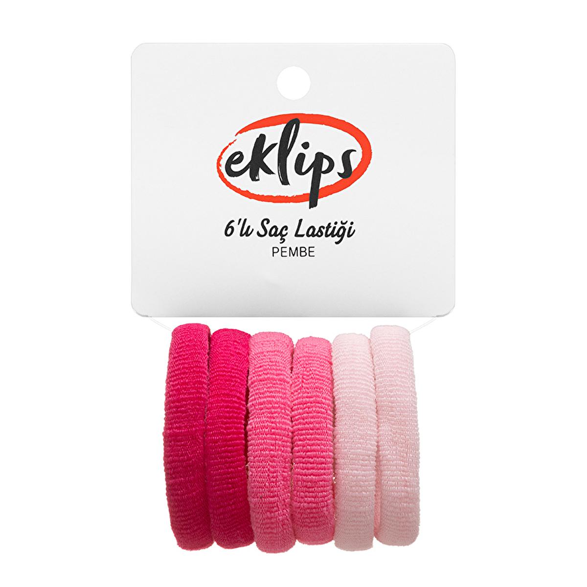 Eklips 6-Pack Pink Hair Ties for Women - Soft Elastic Hair Bands for Long Hair Styling