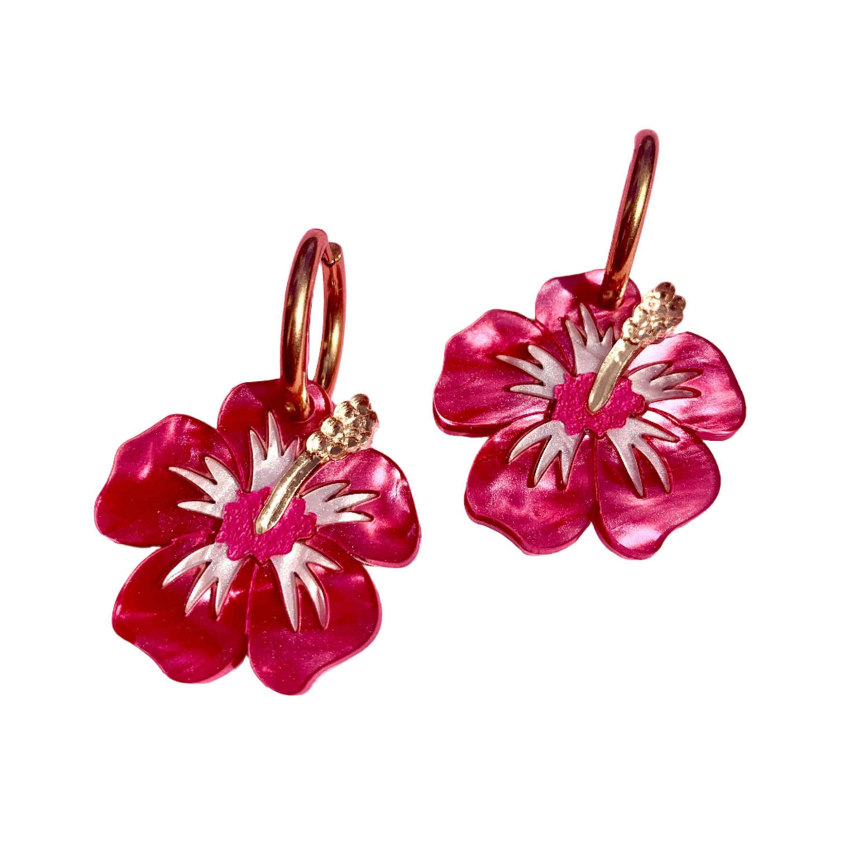 Hibiscus Flower Acrylic Earrings