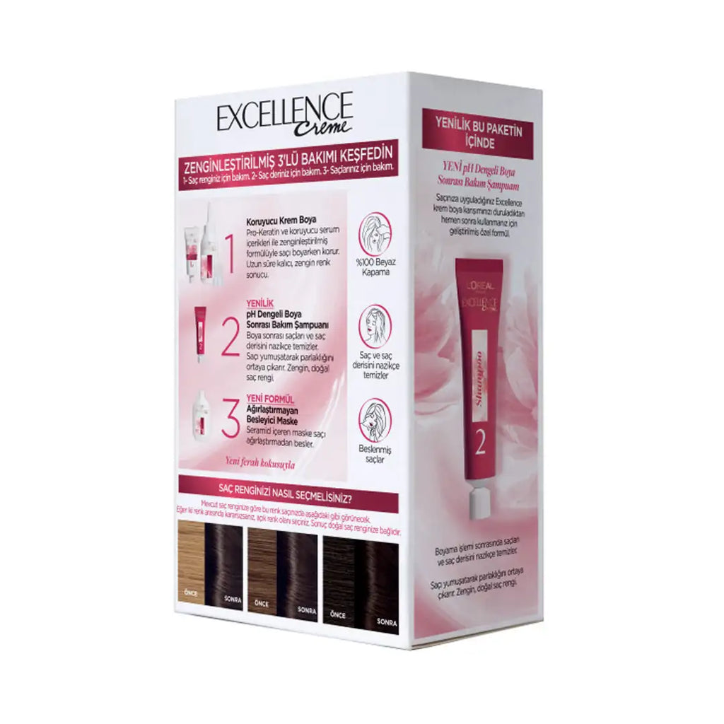 L'Oreal Paris Excellence Creme Hair Dye 2 Black for Rich Color