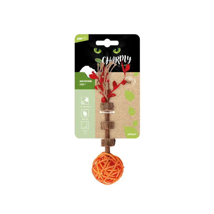 M-Pets Charmy Amulet Matatabi Cat Toy Orange 1 Count