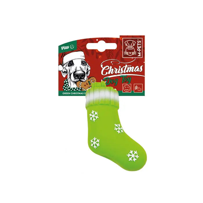 M-Pets Christmas Green Stocking Dog Toy 13 cm
