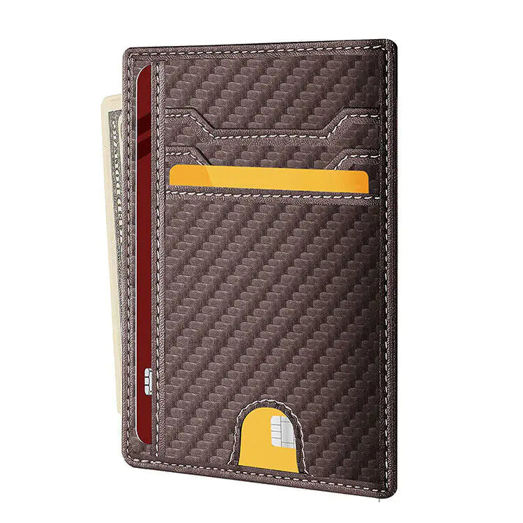 Leather Slim Wallet Credit Card Holder RFID Blocking Pocket ID Money USA