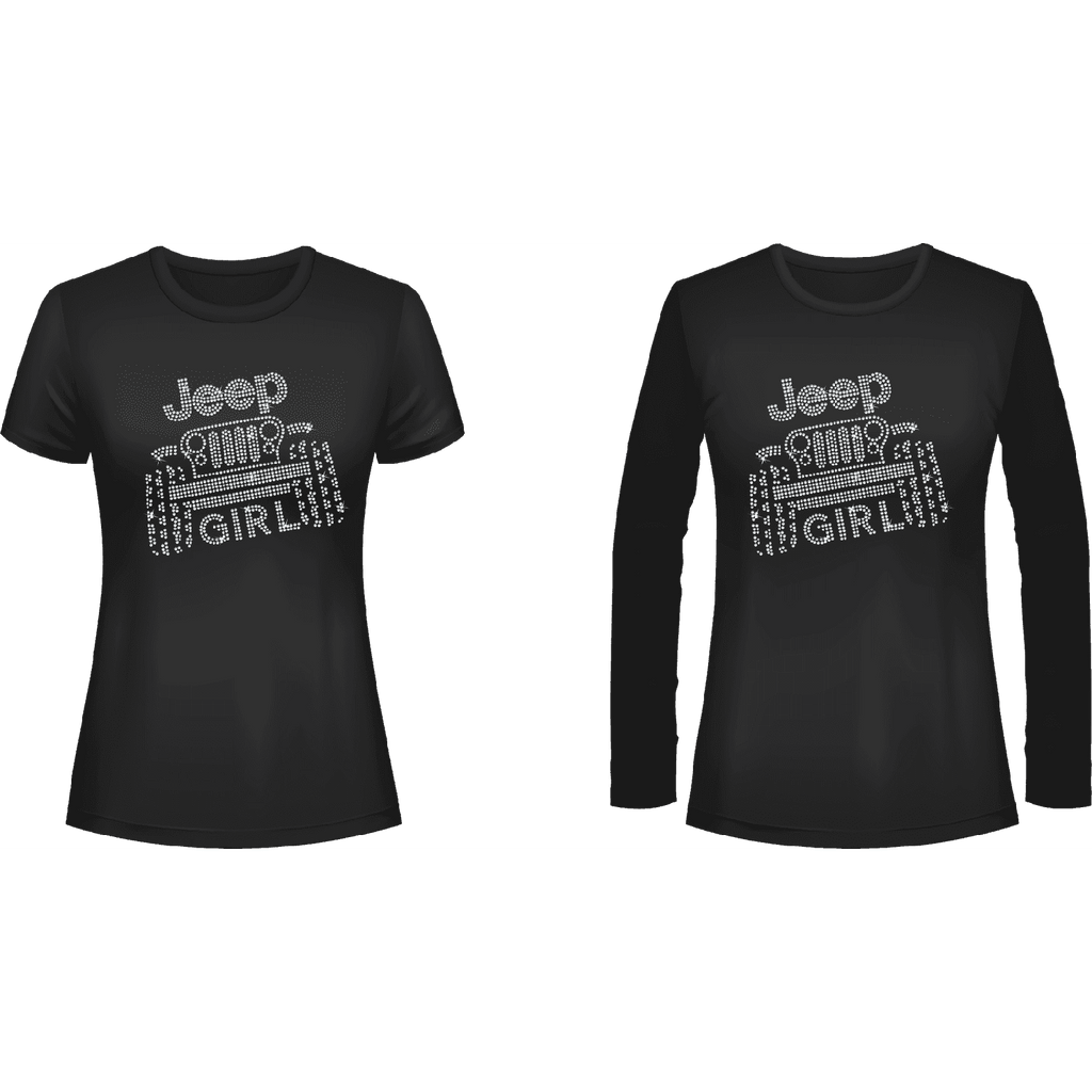 Jeeper Girl Rhinestone Tee Black, Short or Long  Sleeve 1