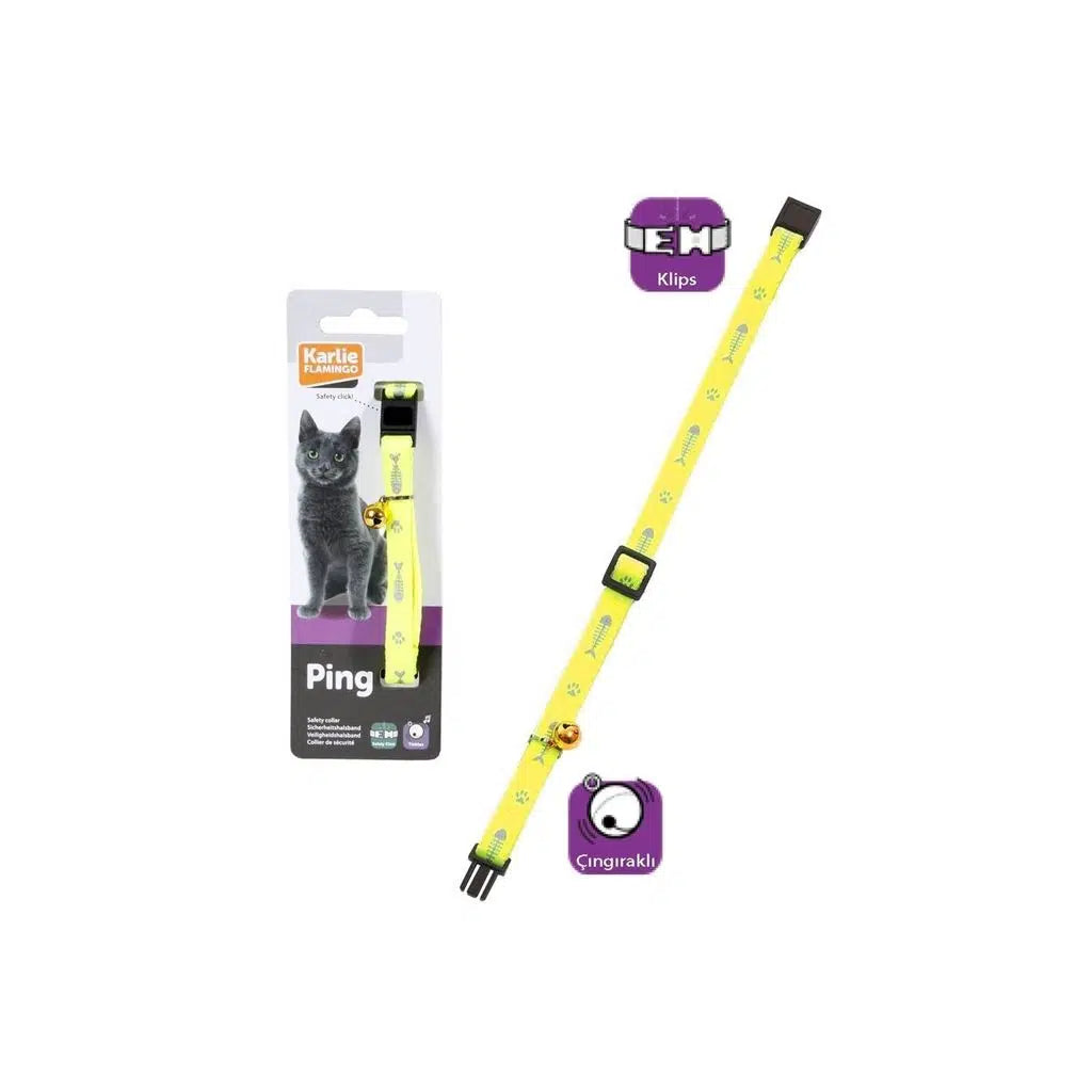 Karlie Yellow Cat Collar with Adjustable Buckle 30 cm