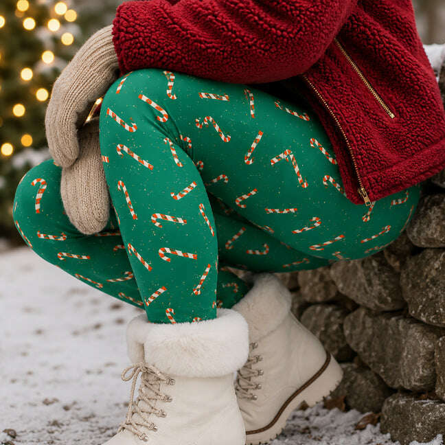 "Peppermint Twist" Buttery Soft Leggings by Lipstick & Chrome