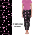 Love Heart Leggings my Heart Is Yours in French with Side Pockets -w