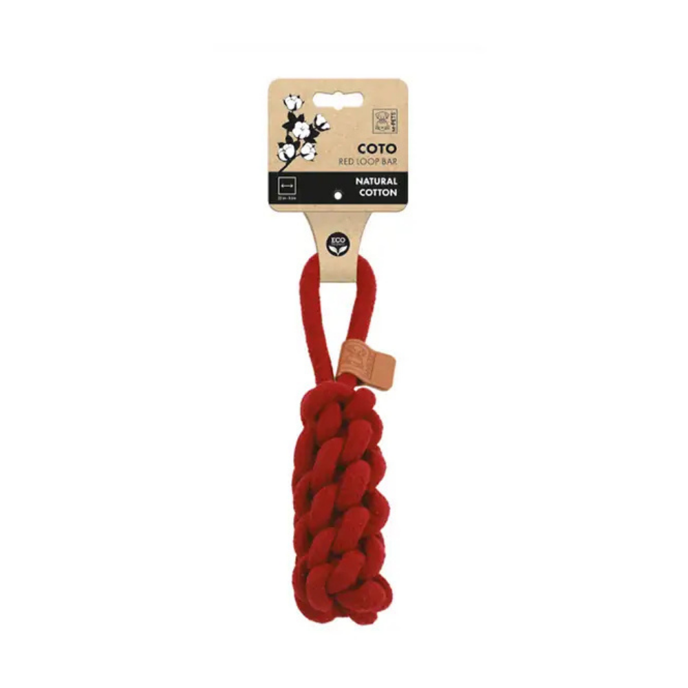M-Pets Coto Loop Bar Cotton Tug Dog Toy Red 22 cm