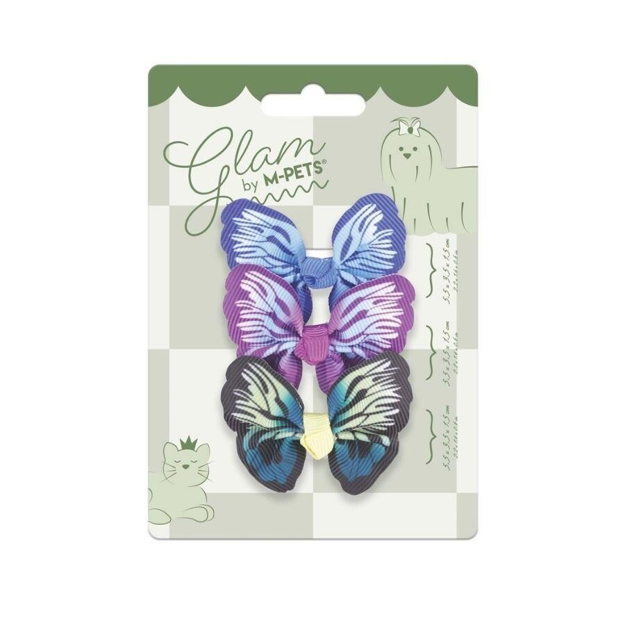 M-Pets Glam Butterfly Pet Hair Clips for Cats & Dogs 3-Pack