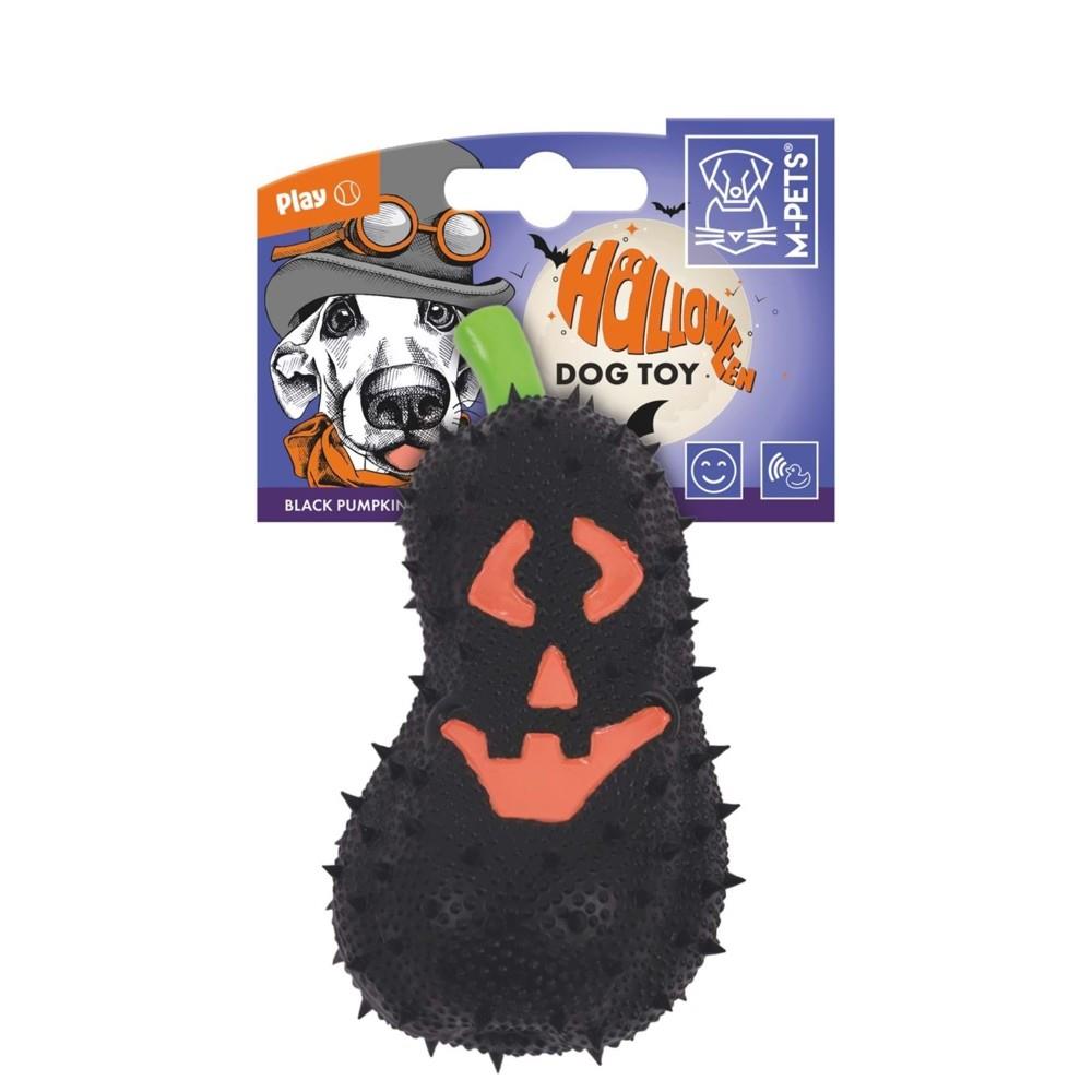 M-Pets Halloween Black Pumpkin Squeaky Dog Toy 14 cm