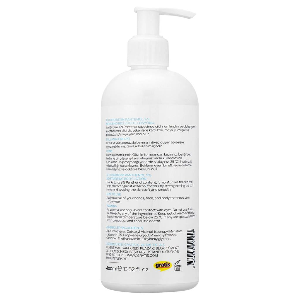 Authoriderm Panthenol 9% Moisturizing Body Lotion 400 ml