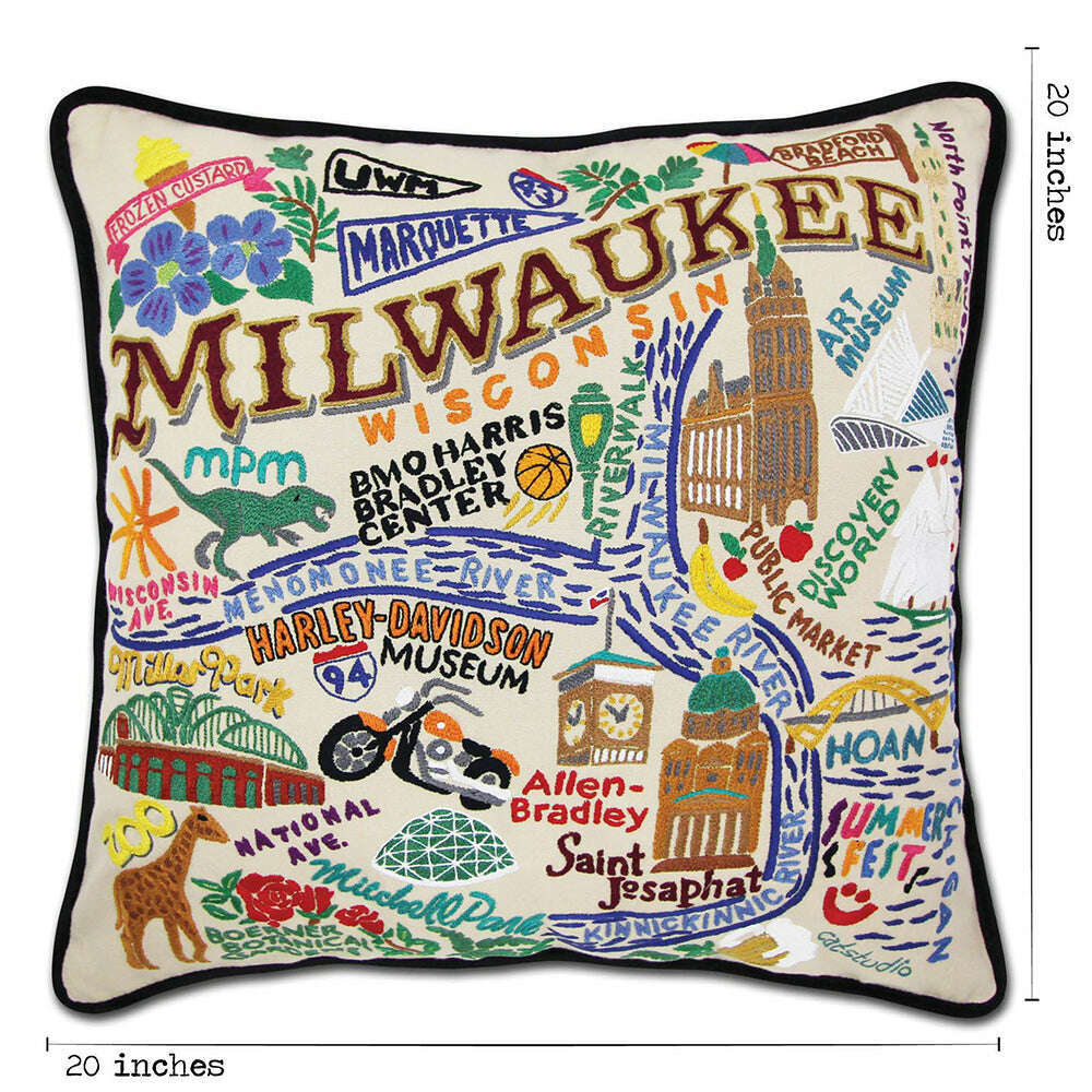 Milwaukee Hand-Embroidered Pillow