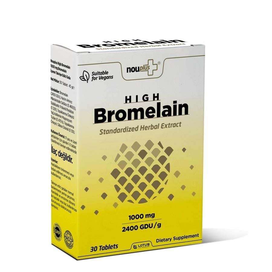 Nouplus High Bromelain 1000mg Dietary Supplement 30 Tablets
