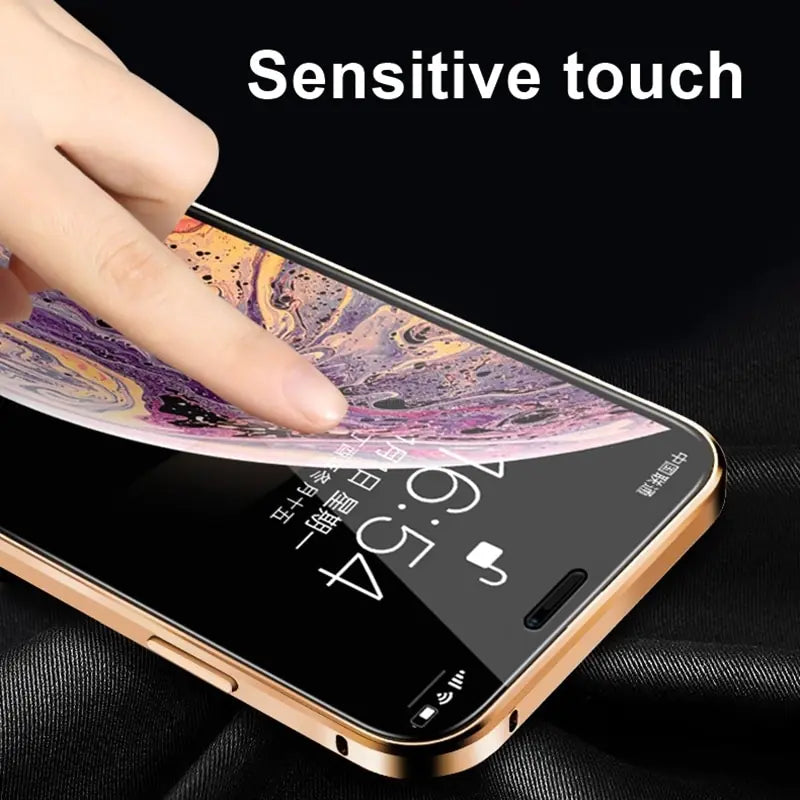 Magnetic Tempered Glass Privacy Metal Case iphone